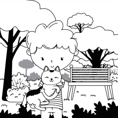 Kedi karikatür tasarımı ile çocuk