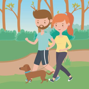 Köpek tasarımı ile erkek ve kız çift