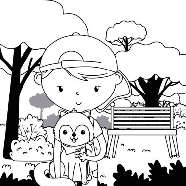 Köpek karikatür tasarımı ile çocuk