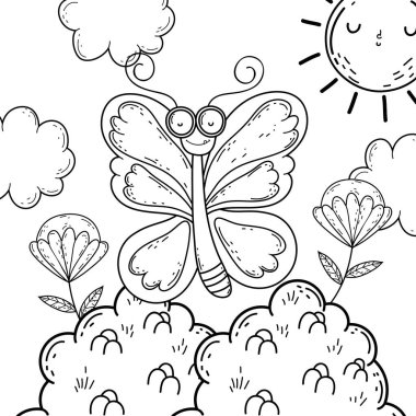 İzole kelebek karikatür tasarım çizmek