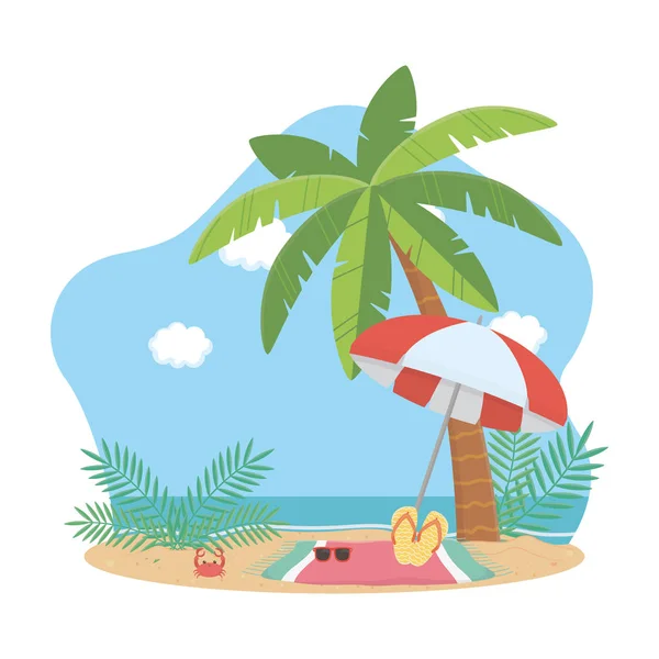 夏と休暇のアイコンセットデザイン — ストックベクタ