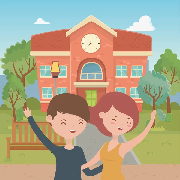 Genç çocuk ve kız karikatür tasarım