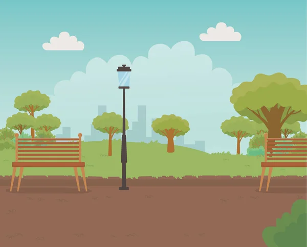 Beautiful park landscape scene vector illustration — Wektor stockowy