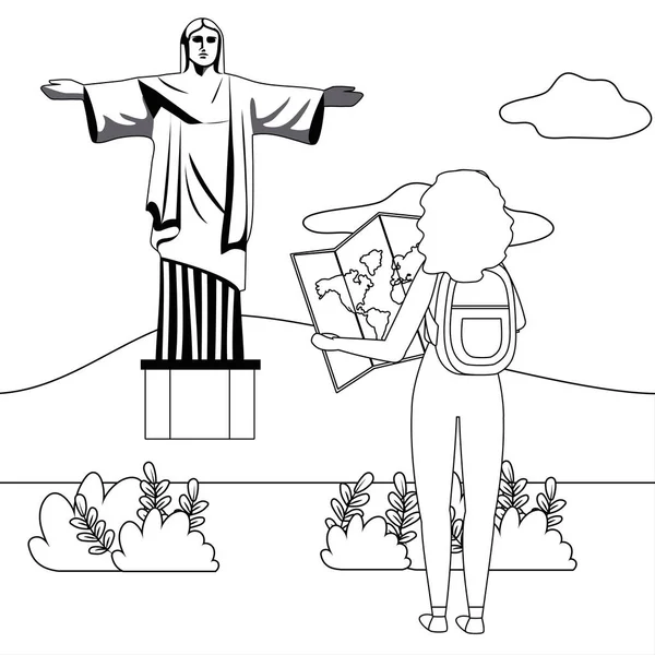 İzole Mesih Redemeer Landmark tasarım — Stok Vektör