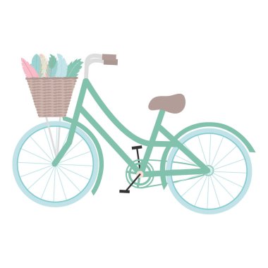 Sepetli ve tüylü retro bisiklet bohem tarzı