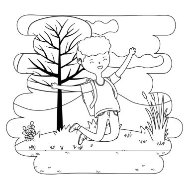 Genç çocuk karikatür tasarım vector Illustrator