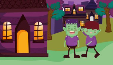 kostüm halloween görüntü ile çocuklar