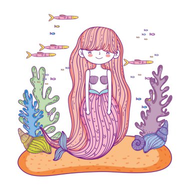 Deniz yosunu fairytale karakter ile güzel deniz kızı