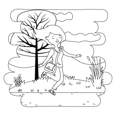 Genç kız karikatür tasarım vector Illustrator