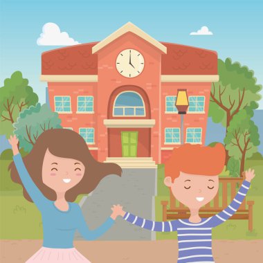 Genç çocuk ve kız karikatür tasarım