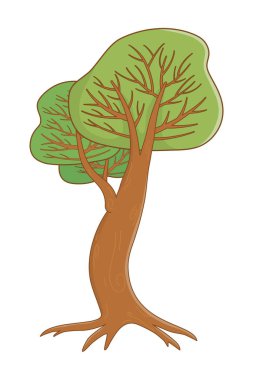 İzole soyut ve sezon ağaç tasarım vektör çizim