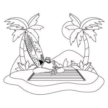 Yaz ve tatil simgesi set tasarım