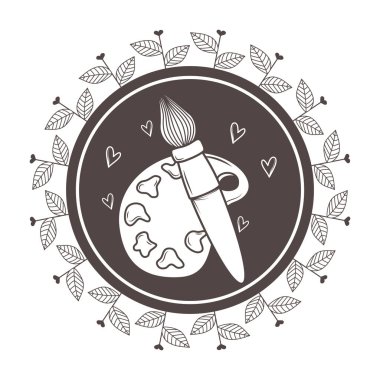 İzole boya paleti ve fırça tasarım