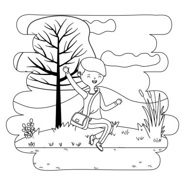 Genç çocuk karikatür tasarım vector Illustrator