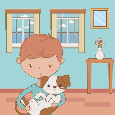 Köpek karikatür tasarımı ile çocuk