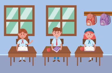 Erkek ve kız çocuklar okul tasarımı.