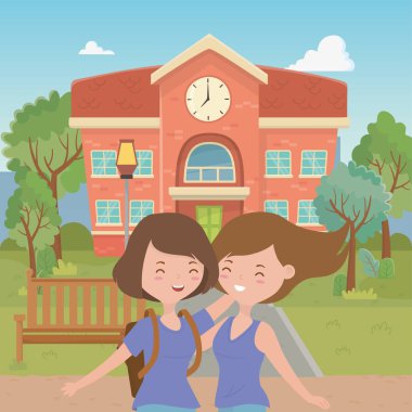 Genç kız karikatür tasarım vektör çizme