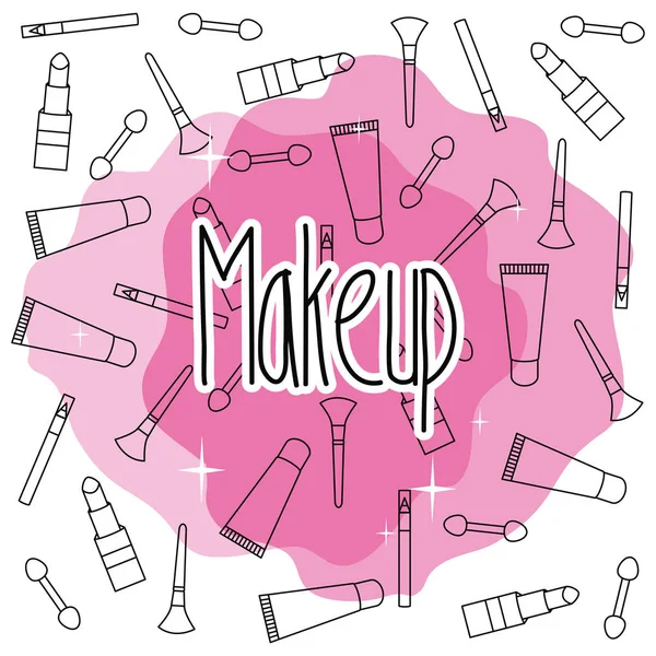 Set of make up accessories pattern background — Stockvektor
