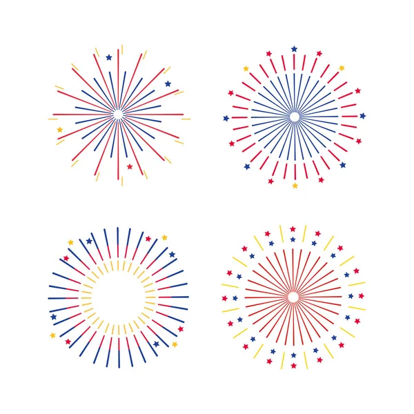 Set of fireworks explotion to holiday celebration — стоковый вектор