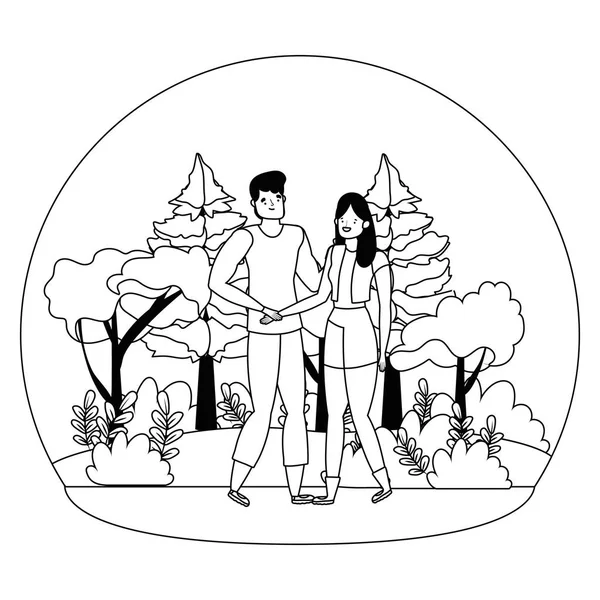 女性と男性の漫画のデザインベクトルのイラストのカップル — ストックベクタ