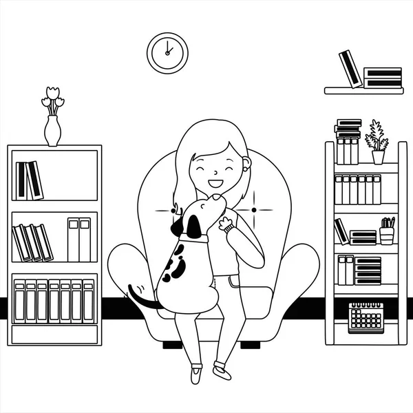 Chica con diseño de dibujos animados para perros — Vector de stock