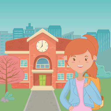 Okul tasarım kız karikatür