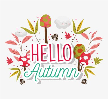 merhaba sonbahar sezonu düz tasarım