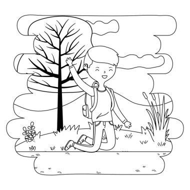 Genç çocuk karikatür tasarım vector Illustrator