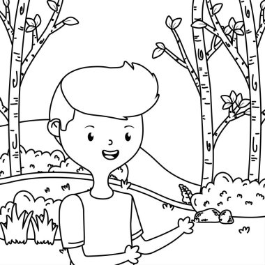 Genç çocuk karikatür tasarım vector Illustrator