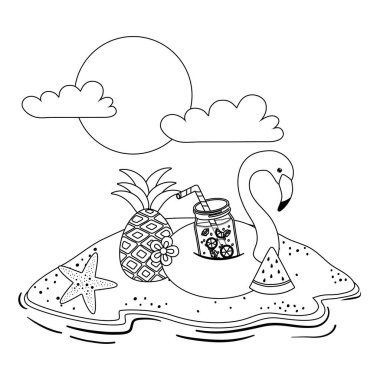 Yaz ve tatil flamingo float tasarım