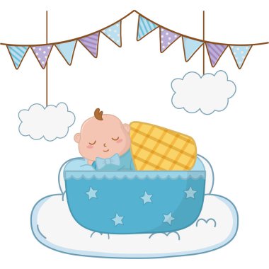 bebek bir beşik vektör illüstrasyon uyku