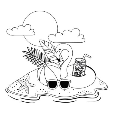 Yaz ve tatil flamingo float tasarım