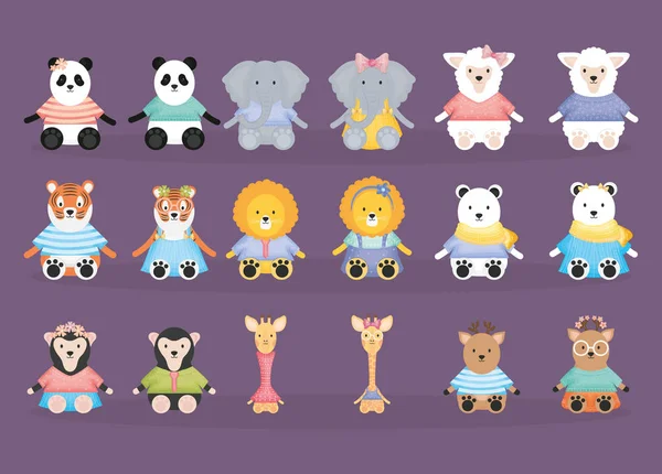 Párokból álló állat karakterek csoportja — Stock Vector