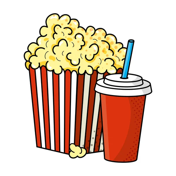 Popcorn und Soda Vektor Illustration — Stockvektor