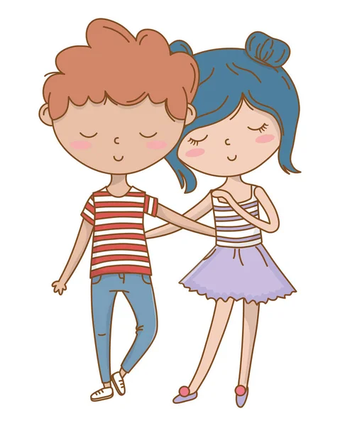 Adolescente niño y niña diseño de dibujos animados — Vector de stock