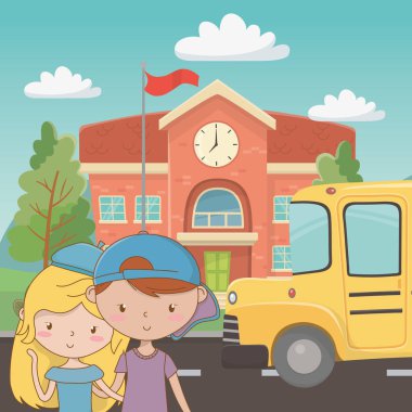 Genç çocuk ve kız karikatür tasarım