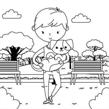 Köpek karikatür tasarımı ile çocuk