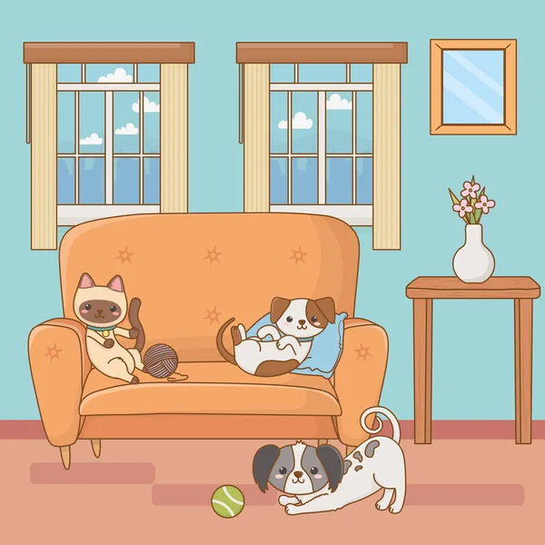 猫和狗卡通设计矢量插画家 — 图库矢量图片
