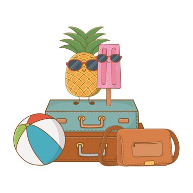 Yaz ve meyveler komik çizgi filmler