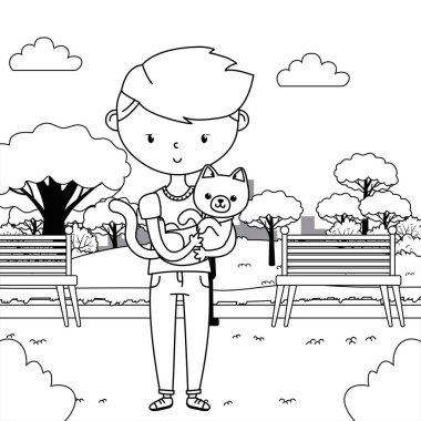 Kedi karikatür tasarımı ile çocuk