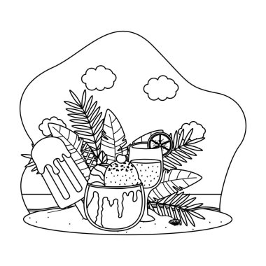 Yaz ve tatil simgesi set tasarım