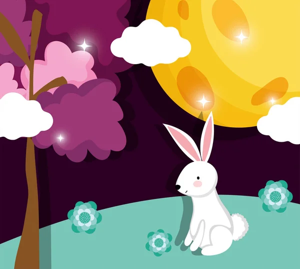 Зображення фестивалю щасливого місяця кролика — стоковий вектор