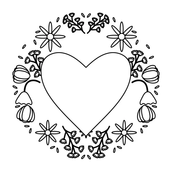 Καρδιά αγάπη με διακόσμηση λουλουδιών ποπ τέχνη στυλ — Διανυσματικό Αρχείο