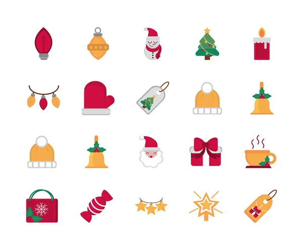 Celebration decoration happy christmas icons collection — Image vectorielle