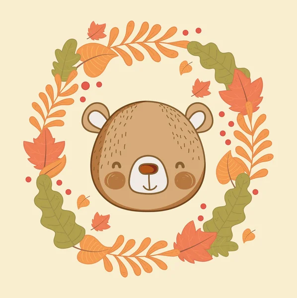 Милий листя тварин привіт осінь — стоковий вектор