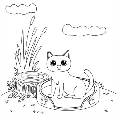 Park dizaynındaki kedi çizgi filmi