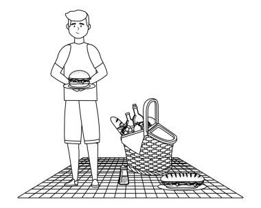 Erkek karikatür piknik tasarımı
