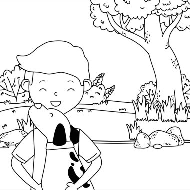 Köpek karikatür tasarımı ile çocuk