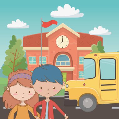 Genç çocuk ve kız karikatür tasarım