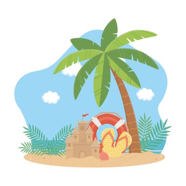 Yaz ve tatil simgesi set tasarım